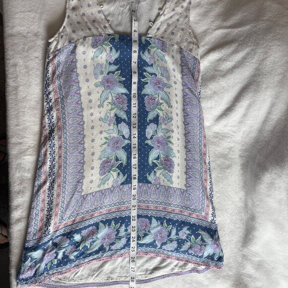 Aeropostale Floral Boho Sleeveless Rayon Dress White & Blue Size Small - Picture 11 of 11
